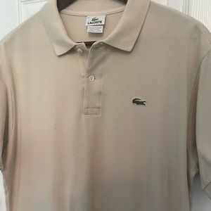 Lacoste Polo Shirt Mesh Pique Short Sleeve Solid Tan With Alligator Logo Men Sz